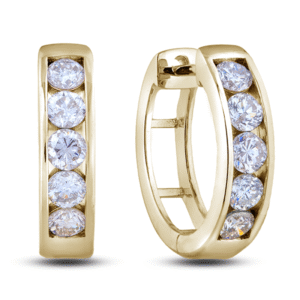 Canadian Diamond 0.15 Carat TW Channel Set Hoop Earrings in Yellow Gold