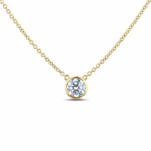 Solitaire Bezel Set Canadian Diamond 0.20 Carat TW Necklace in Yellow Gold