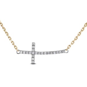 Canadian Diamond 0.18 Carat TW Cross Pendant in Yellow Gold and Stainless Silver
