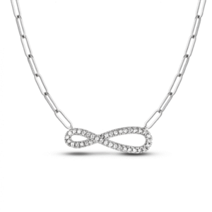 Canadian Diamond Sterling Silver Infinity Paperclip Chain Necklace