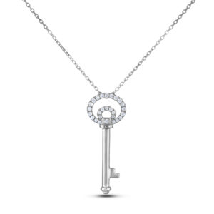 Canadian Diamond Circle Key Pendant in White Gold 0.12 Carat TW