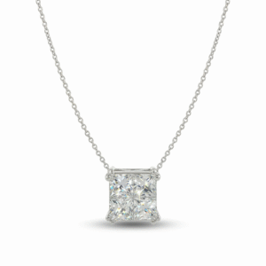 Princess Cut White Sapphire Sterling Silver Necklace