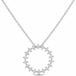 Canadian Diamond Starburst Circle 1.01 Carat TW Necklace in White Gold