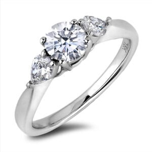GIA Diamond Three Stone Ring in 18K White Gold