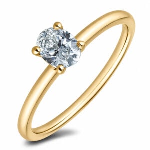 Oval Brilliant 1.00 Carat Solitaire GIA Diamond Ring in 18K Yellow Gold