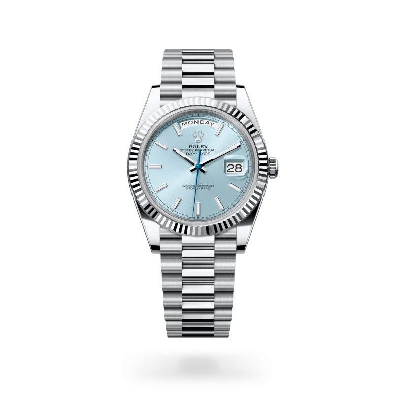 Rolex Day-Date 40 in Oyster, 40 mm, platinum, M228236-0018 at Lugaro Jewellers