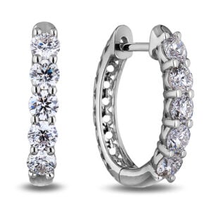 Canadian Diamond 0.84 Carat TW Hoop Earrings in White Gold