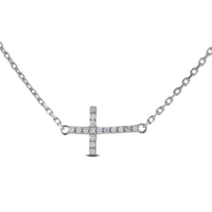Canadian Diamond Sterling Silver Cross Necklace