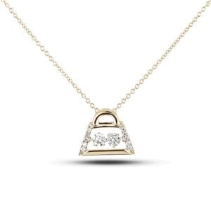 Dancing Canadian Diamond Dainty Purse Pendant in Yellow Gold