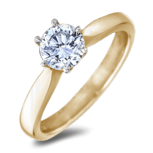 GIA Diamond Solitaire Engagement Ring in 18K Yellow Gold 0.31 Carat ( Color E , Clarity I2)