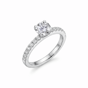 GIA Diamond Engagement Ring With Diamond Accents in 18K Gold 1.22 Carat TW