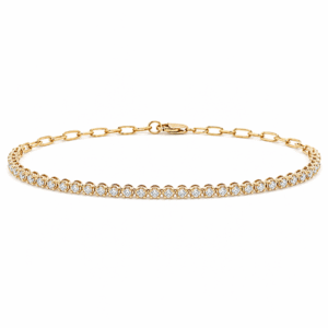 Canadian Diamond 0.72 Carat TW Paperclip Chain Bracelet in Yellow Gold