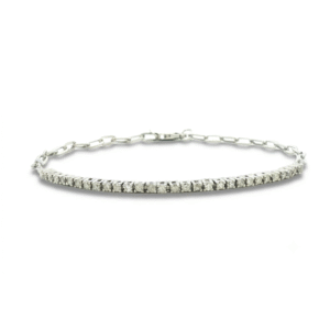 0.50 Carat TW Canadian Diamond Sterling Silver Half Tennis Paperclip Chain Bracelet