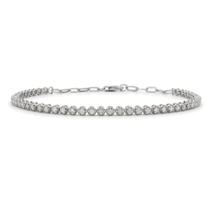 1 Carat TW Canadian Diamond Half Tennis Sterling Silver Paperclip Chain Bracelet