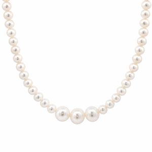 Freshwater White Pearl Graduated Strand Necklace with 14K Yellow Gold Clasp