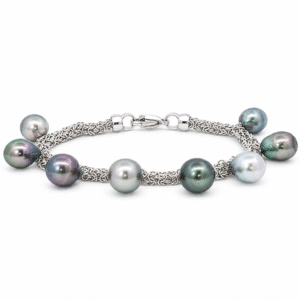 Baroque Black Pearl Bracelet in 18K White Gold