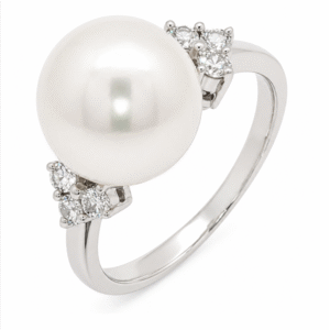 South Sea White Pearl and Diamond Ring in 18K White Gold