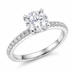 GIA Diamond Engagement Ring With Diamond Accents in 18K Gold 1.22 Carat TW