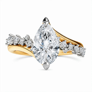 GIA Certified Diamond Engagement Ring with Pave Accents in 18K Yellow Gold