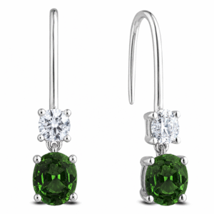 De Beers Forevermark Diamond and Green Sapphire Drop Earrings in 18K White Gold