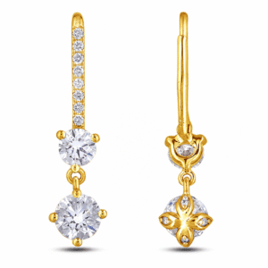 GIA and De Beers Forevermark Diamond Dangle Earrings in 14K Yellow Gold