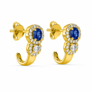 Blue Sapphire and Canadian Diamond Earrings in Yellow Gold