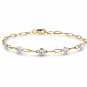 Canadian  0.50 Carat TW Diamond Paperclip Chain Bracelet in White & Yellow Gold