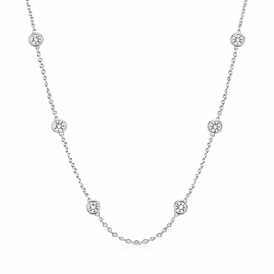 Canadian Diamond Embedded Necklace In White Gold