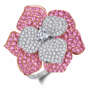 De Beers Forevermark Diamond & Pink Sapphire Flower Ring in 14K Rose & White Gold
