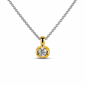 Canadian Diamond 0.32 Carat Tension Set Solitaire Pendant in Yellow Gold With Silver Chain