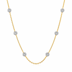 Canadian Diamond 0.60 Carat TW Embedded Necklace In White and Yellow Gold