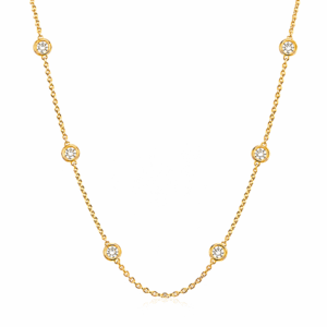 Canadian Diamond 0.60 Carat TW Embedded Necklace In Yellow Gold