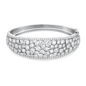 Mosaic Diamond Bangle In 18K White Gold 17.40 Carat TW