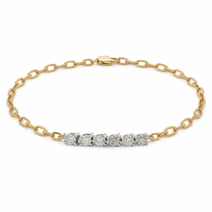 Canadian Diamond Paperclip Bracelet in Yellow and White Gold