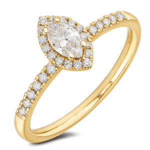 Canadian Diamond Marquise Halo Ring in Yellow Gold