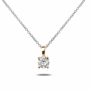 Canadian Diamond Solitaire Pendant in 14K Yellow Gold With Silver Chain