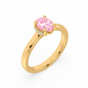 Pink Sapphire 1.48 Carat Ring with Diamond Hidden Detail in Yellow Gold