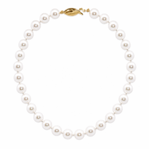 White Akoya Origin Pearl Strand Necklace with 18K Yellow Gold Clasp