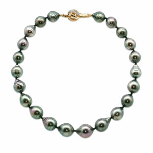 Tahitian Origin Baroque Pearl Strand Necklace with 18K Yellow Gold Clasp