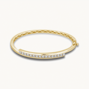 Princess Cut Canadian Diamond 1.33 Carat TW Bangle In Yellow Gold