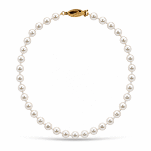 White Akoya Pearl Strand Necklace with 18K Yellow Gold Clasp