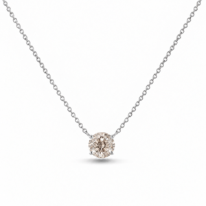 Solitaire Desert Canadian Diamond Necklace in White Gold and Sterling Silver Chain