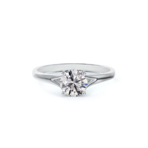 Solitaire De Beers Forevermark Diamond Engagement Ring in 14K White Gold 0.74 Carat TW