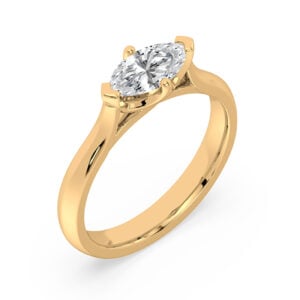Marquise Cut Solitaire 0.56 Carat Canadian Diamond Engagement Ring in Yellow Gold