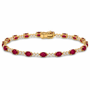 Ruby 8.46 Carat TW And Diamond Bracelet In Yellow Gold