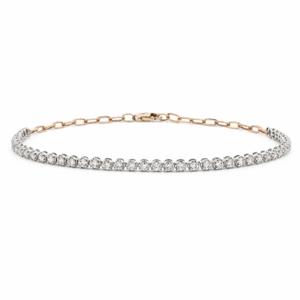 Canadian Diamond 1.00 Carat TW Paperclip Chain Bracelet in White and Yellow Gold