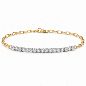 Canadian Diamond 1.25 Carat TW Paperclip Chain Bracelet in White and Yellow Gold