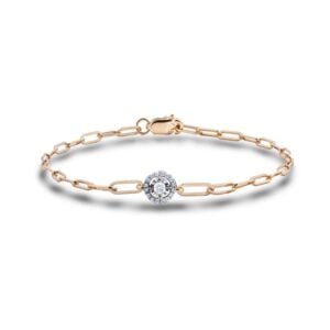 Canadian Diamond Miracle Set Halo Paperclip Bracelet in Yellow Gold