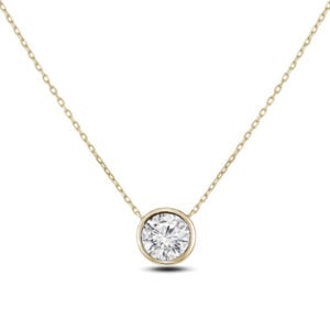 Bezel Set Diamond Necklace in 14K Yellow Gold