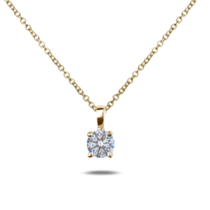 Solitaire GIA Diamond Necklace in 14K Yellow Gold